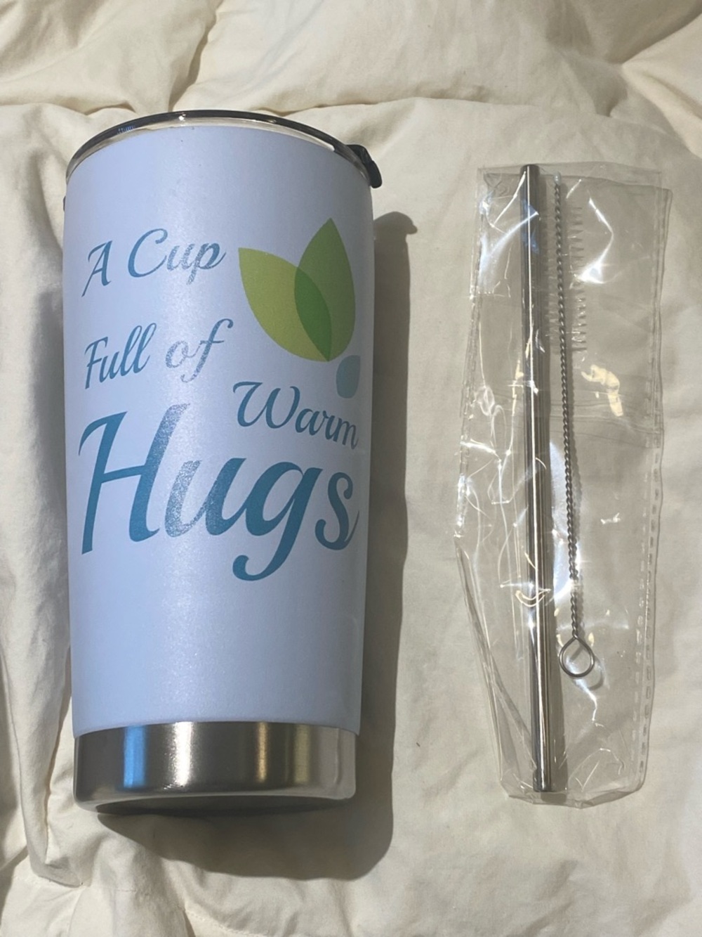 Gift Set 30oz Blue Tumbler & Socks “Full of Warm Hugs”